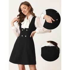 This casual dress is made up of several design points: v-neck, A-line, and sleeveless. Comfortable and fashionable. Designed with pockets, it is convenient to wear in daily life. Suit for spring/autumn and many occasions, such as office, work, business, meetings, go out, and cocktail parties. Easy to clean: machine washable. Chic V-neck Sleeveless Dress With Pockets, Knee-length Pinafore Dress With Pockets, Pinafore Dress With Buttons For Workwear, V-neck Sleeveless Dress With Buttons For Work, Elegant Sleeveless A-line Dress With Pockets, Chic Sleeveless Pinafore Dress For Work, Elegant A-line Sleeveless Dress With Pockets, Fall Sleeveless Pinafore Dress For Workwear, A-line Sleeveless Dress With Pockets For Work