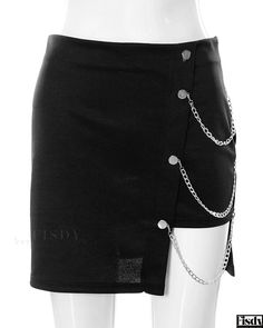 Fisdy - Falda de moda para mujer de cintura alta con cremallera y cadena irregular - Falda lápiz elegante y versátil Skirt Chain, Mesh Skirts, Asymmetrical Mini Skirt, Chain Skirt, Short Pollera, Y2k Mini Skirt, Pencil Skirt Casual, Zipper Skirt, Womens Pencil Skirts