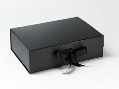 Black A4 Deep Folding Gift Box with Changeable Ribbon from Foldabox USA Mothers Day Baskets, Baby Memory Box, Bespoke Boxes, Custom Flask, Memories Box, Groomsmen Gift Box, Magnetic Gift Box, Hamper Boxes, Custom Birthday Gifts