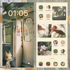 an image of the inside of a train with cats and dogs on it's doors