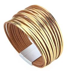 Bracelet Manchette - L ATELIER TRENDY Bracelet En Cuir Diy, Diy Leather Bracelet, Handmade Leather Bracelets, Wide Bracelet, Bangles Style, String Bracelet, Gold Shimmer