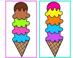 an ice cream cone with different colors on it and the same one in each corner