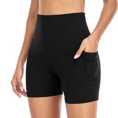 PRICES MAY VARY. 🆕Material - This athletic running shorts for women is made of 92%Nylon,8%Spandex, which is quick dry, stretchy, smooth,soft, breathable and comfortable,will keep you cool and comfortable when you exercise. 🆕Designs - Super high waist,2 side pockets,elastic waistband,double layer design and flowy style.The shorts can make the body proportions more perfect, and the hip shape is also more rounded. 🆕Season - This is a cute women's sports shorts suitable for spring and summer. Wea Black Athletic Shorts Outfit, Women's Sports Shorts, Running Shorts For Women, Shorts Biker, Flowy Style, Black Biker Shorts, Sports Shorts Women, Body Proportions, Perfect Figure