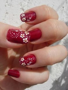 Ongles Beiges, New Year Nails, Red Nail Art Designs, Unghie Sfumate, Red Nail Art