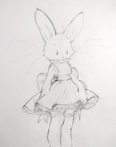 a drawing of a rabbit in a dress