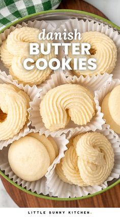 danish butter cookies on a plate with the title above it