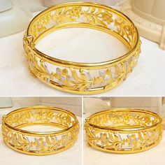 Yellow Gold Openable Bangle, Gold Hinged Bangle For Wedding, Openable Yellow Gold Bracelet, Gold Hinged Bracelet For Weddings, Hinged Round Bangle For Wedding, Wedding Gold Hinged Bracelet, Wedding Hinged Round Bangle, Yellow Gold Filigree Round Bangle, Gold Filigree Bangle For Anniversary