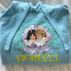 Size Medium Fiorucci Brand New Condition Blue Logo Print Sweatshirt For Spring, Blue Logo Print Sweatshirt For Loungewear, Angel Baby, Baby Angel, Colorful Hoodies, Color Blue, Womens Tops, Angel, Size Medium