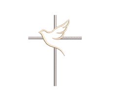 a cross with a white dove on it