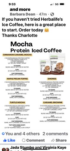 the menu for starbucks's mocha coffee is shown in this screenshote