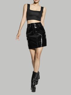 Classic patent vegan leather skirt in 100% PU Leather. Short mini length in A-line style with shiny classic metallic patent finish. Model is in MINUSEY S. ✔️ Free worldwide express shipping over $100✔️ Loved by 6,500+ customers✔️ Limited edition collections, maximum style⠀⠀⠀⠀⠀⠀⠀⠀⠀Stay ahead of the trend with can’t-find-anywhere-else staples. Your closet will thank you 💕 * MINUSEY S = EU 32, US 0* MINUSEY M = EU 34, US 2* 100% PU Leather* Dry clean* Made in Korea - Model Height: 172cm/5'7" (US2, EU34) Vegan Leather Skirt, Leather Short, The Trend, Model Height, Leather Skirt, Vegan Leather, Pu Leather, A Line, Limited Edition