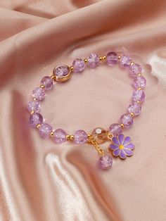 Purple Cute Collar  Glass   Embellished   Fashion Jewelry قلادات متدلية, Girly Bracelets, Pretty Jewelry Necklaces, Purple Bracelet, Beads Bracelet Design, Jewelry Accessories Ideas, Handmade Wire Jewelry, Fancy Jewellery, A Bracelet