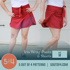 Iris Wrap Shorts, Capris, and Pants - 5 out of 4 Patterns Wrap Shorts Pattern, Shorts Pattern, Wrap Pants, Wrap Shorts, Woven Wrap, Tie Wrap, Denim Accessories, Long Shorts, Pants Pattern