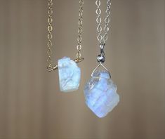 "SIZE XS and S are currently on sale at a separate listing. https://www.etsy.com/ThreeMagicGenies/listing/830987448/petite-raw-moonstone-necklace-june?utm_source=Copy&utm_medium=ListingManager&utm_campaign=Share&utm_term=so.lmsm&share_time=1595783435581 - THIS LISTING IS FOR ONE NECKLACE. PHOTOS ARE ENLARGED. (Please refer to the last few photos for the actual size). - Made with AAA+ quality rough stone with rainbow or blue flash. All stones are carefully selected. - The stones a Moonstone Gemstone Crystal Necklace For Gift, White Crystal Necklace With Moon Charm Gift, White Mystical Crystal Necklace Gift, White Labradorite Necklace As Gift, White Labradorite Necklace For Gift, Gift Moonstone Necklace With Raw Stone, Spiritual Moonstone Birthstone Crystal Necklace, Moonstone Necklaces With Natural Stones For Gifts, Moonstone Necklace With Natural Stones For Gift