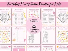 Prepare for an unforgettable celebration with the Princess Birthday Party Games! Perfect for girls of all ages, these printable birthday games are designed to add laughter and excitement to your special day. Whether you're planning a princess theme birthday party or a pink party, these princess activities are sure to entertain! WHAT'S INCLUDED: * 1 PDF file of 13 Princess Birthday Party Games  in US Letter size (8.5 x 11 inches). These games are ready to print instantly, ensuring hassle-free ent Princess Word, Princess Birthday Party Games, Pink Princess Birthday Party, Printable Birthday Games, Girls Birthday Games, Princess Party Games, Pink Princess Birthday, Princess Activities, Adult Birthday Party Games