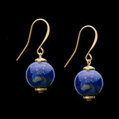 Luxury Lapis Lazuli 8mm Bead Jewelry, Yellow Gold Round Bead Earrings As Gift, Yellow Gold Earrings With Round Beads As Gift, Gold Jewelry With French Hook And Round Beads, Nickel-free Yellow Gold Round Bead Earrings, Lapis Lazuli Earrings, Coin Jewelry, Bracelet Sizes, Lapis Lazuli