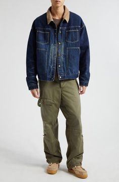 Inspired by vintage military fatigue pants, these pocket-popped utility pants crafted of a cotton-forward blend feature removable, adjustable suspenders. 28" inseam; 19" leg opening (size 3) Button fly Adjustable waist tabs Front button-flap pocket; zip pockets; back button-flap pockets Removable, adjustable suspenders Adjustable button-tab cuffs 77% cotton, 23% nylon Dry clean or hand wash, line dry Made in Japan Designer Clothing Asian Owned/Founded Vintage Cargo Jeans For Fall, Military Style Cargo Jeans With Patch Pockets For Streetwear, Vintage Cotton Cargo Jeans With Multiple Pockets, Military Style Cargo Jeans With Multiple Pockets, Cotton Cargo Style Utility Jacket For Streetwear, Vintage Cargo Jeans With Patch Pockets For Streetwear, Cotton Cargo Style Utility Jacket, Military Style Cargo Jeans For Work, Vintage Utility Jacket With Cargo Pockets For Streetwear