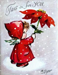 Marjorie Cooper, Greeting Card Christmas, Vintage Christmas Greeting Cards, Red Poinsettia, Cherub Angel, Christmas Greeting Card, Christmas Drawing