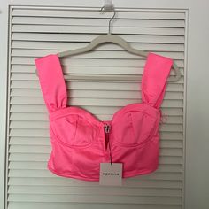 Never Before Worn. Tags Still On. Adorable Superdown Pink Bustier Top In Size Med Pink Bustier Top, Pink Bustier, Lace Bustier Top, Leather Bustier, Spaghetti Strap Crop Top, Pink Wrap, Yellow Crop Top, Red Crop Top, Wrap Crop Tops