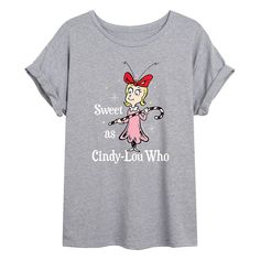 This juniors' Dr. Suess graphic tee is almost as cute as Cindy-Lou Who. This juniors' Dr. Suess graphic tee is almost as cute as Cindy-Lou Who. Crewneck Cuffed short sleeves Oversized fitFABRIC & CARE Cotton, polyester Machine wash Imported Size: Medium. Color: Med Grey. Gender: female. Age Group: kids. Material: Polyester|Cotton Blend. Cindy Lou Who, Boo Shirts, Cindy Lou, Dr Suess, Oversized Graphic Tee, Cuffed Shorts, Raglan Tee, Dr Seuss, Oversized Tee