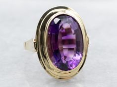 Vintage Amethyst Solitaire ... Ruby Solitaire Ring, Aquamarine Solitaire Ring, Amethyst Cocktail Ring, Sapphire Solitaire Ring, Amethyst Birthstone, Garnet And Gold, Gold Solitaire Ring, Sapphire Solitaire, Gold Cufflinks