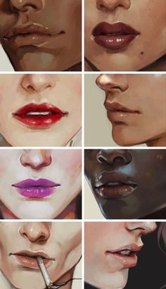 multiple images of different lips and nose shapes