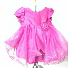 Rare Editions Fuchsia Pink Princess Party 2 Pc Baby Sequin Lace Overlay And Beautiful Rosette & Short Cap Sleeve And Matching Panty Easter Resurrection Sunday Or Any Special Occasion Holiday Dress. Size 0-3 Months. New Shelf/Rack Pulls From My Clean Pet And Smoke Free Brick And Mortar Vacation, Swim, Cruise And Island Resort Wear Boutique. Shelf/Rack Pulls Have Been On Display, Looked At, Touched And Tried On In Store But Never Purchased. Tags May Or May Not Be Intact Therefore They Are Sold As Pink Princess Party, Easter Resurrection, Resurrection Sunday, Shelf Rack, Gift With Purchase, Island Resort, Holiday Dress, Fuchsia Pink, Pink Princess