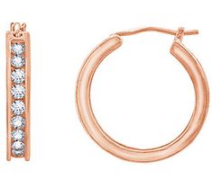 These bedazzled hoops look sweet with day-to-day styles or worn alongside your favorite sparkling studs. Everyday Hoop Earrings With Diamond Accents, Sparkling Stones Hoop Earrings, Sparkling Hoop Huggie Earrings, Trendy Sparkling Hoop Earrings, Chic Rose Gold Round Hoop Earrings, Small Hoop Channel Set Earrings, Glamorous Round Hoop Earrings With Diamond Accents, Anniversary Channel Set Hoop Earrings, Channel Set