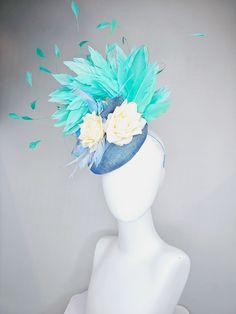 The Hat Doctor From the 2024 Featured Milliner of the Kentucky Derby Museum  kentucky derby hat fascinator light blue sinamay with light yellow roses and  green feathers headband attachment each hat is totally one of a kind! no two are alike! I can probably add feathers, flowers etc to existing hats for a small fee. I cannot remove anything from existing hats. Just message me and see if we can make it work! :) I cannot make custom order from scratch. My schedule is unfortunately too crazy :( *Al Green Feathers, Derby Hats Fascinators, Hat Fascinator, Feather Headband, Kentucky Derby Hat, Derby Hat, Derby Hats, Make It Work, Kentucky Derby