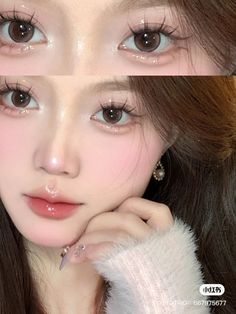 Eye Make Up Korean Look, Pink And Beige Makeup, Korean Makeup Look Ulzzang, Kbeauty Korean Makeup Eyes, Makeup Bag Ideas, Natural Eye Makeup Douyin, Makeup Collection Aesthetic, Makeup Inspo Aesthetic, Makeup Ideas Aesthetic