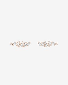 Suzanne Kalan Frenzy Diamond Studs in 18k rose gold Baguette Earring, Pendant Ring, Baguette Diamonds, Baguette Cut Diamond, Baguette Cut, Baguette Diamond, Rose Gold Earrings, Color Swatches, White Rose Gold