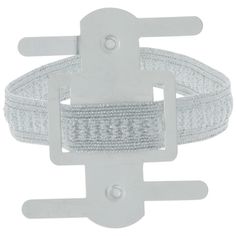 a white belt with metal buckles on it