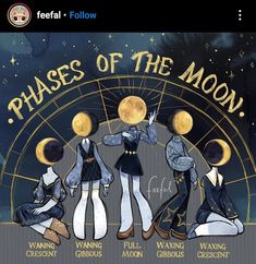 an image of phases of the moon with four people standing in front of each other