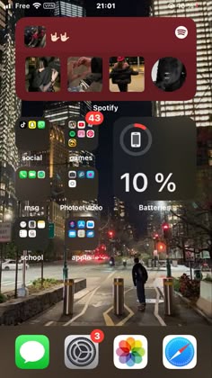 an iphone screen showing the time and location of different things in the city at night