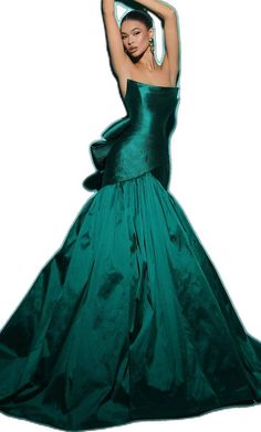 Tarik Ediz 98508 - Bow Trumpet Evening Gown Tarik Ediz, Evening Gown, Evening Gowns, Timeless Elegance, Bodice, Emerald