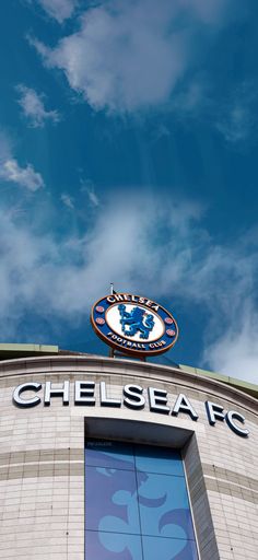 the top of a building with a sign above it that says chelseafc on it