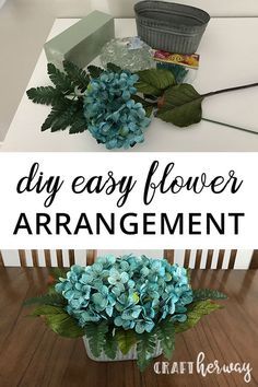 flowers are arranged in vases with the words diy easy flower arrangement