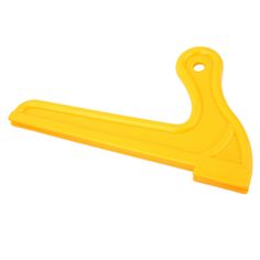 a yellow plastic handle on a white background