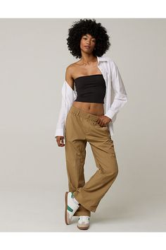 THE LOOK: Lightweight & casual. Pockets (!!!)./THE FEEL: Smooth, breathable nylon./THE MOVES: On-the-move./Accessibility deets: elastic waistband with zipper & snap closure for easier on/off! Aeire Aerie, Aerie Clothing, Boot Cut Leggings, Lounge Bra, Offline By Aerie, Bra Dress, Sports Skirts, Bra Tops, On Off