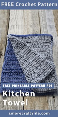 the free crochet pattern for this kitchen towel is easy to make and looks great