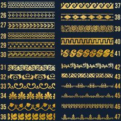 a set of golden decorative borders and dividers