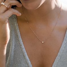 14k Rose Gold Bezel-Set Diamond Necklace (18 in) | Shane Co. Everyday Rose Gold Necklace With Single Diamond, Rose Gold Diamond Necklace With Delicate Round Pendant, Rose Gold Diamond Necklace With Delicate Chain, Everyday Rose Gold Necklace With Single Cut Diamonds, Minimalist Rose Gold Diamond Birthstone Necklace, Rose Gold Dainty Diamond Necklace With Birthstone, Dainty Rose Gold Diamond Necklace With Birthstone, Rose Gold Necklace With Single Diamond, Minimalist Rose Gold Diamond Charm Necklace