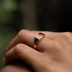 The Story A chic and classic Victorian era ring set with a beautiful citrine sitting front and center. Constructed from 14k rose gold, the long faceted stone measures 12.2 mm by 6.3 mm. Set flush with the setting, the pieces has a sleek, uniform look and feel. The back is open allowing light to pour through, making the stones color pop. Beautiful hand enraged floral detailing finishes the ring perfectly. The simple, yet classic construction is all this ring needs. We love it worn on its own, paired with other pieces, or stacked with your favorite rings. The Specs Style Number: R3536 Victorian, 1890s-1900 14 karat rose gold Citrine measures 12.2 x 6.3 mm Height of front face of ring 0.37", depth of ring as it sits off finger 0.13", width of entire ring 0.76" Band width tapers from 3.7 mm do Classic Amber Rings For Formal Occasions, Classic 14k Gold Amber Ring, Classic Amber Ring In 14k Gold, Classic Citrine Signet Ring For Anniversary, Classic Amber 14k Gold Rings, Rose Gold Signet Ring With Rose Cut Diamonds, Rose Gold 14k Gemstone Signet Ring, Rose Gold Signet Ring With Gemstone, Rose Gold Gemstone Signet Ring