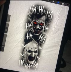 an image of the joker and it's faces on a sheet of paper that says,