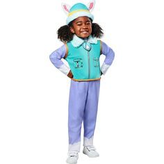 Your child will be barking and howling like her favorite snowy husky this year when you dress them up in our Paw Patrol Toddler Everest Costume. With this set, you will receive everything your tyke needs to ski the slopes and keep the mountains safe from harm. Featuring an adorable Everest jumpsuit and headpiece as well as a matching puppy pack, your kid will be patrolling like a pro right alongside Chase, Skye, Marshall, and the rest of the gang while all decked out in this blizzardy gear! | Ru Everest Paw Patrol Costume, Paw Patrol Halloween Costume, Icy Mountains, Best Group Costumes, Paw Patrol Costume, Paw Patrol Theme, Paw Patrol Everest, Everest Paw Patrol, Costume Jumpsuit