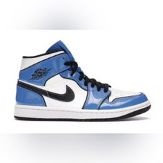 The Jordan 1 Mid Signal Blue Features Signal Blue Patent Leather Overlays. White Leather Underlays And Black Piping Provide A Contrast To The Bright Blue Color Scheme. A Black Jumpman On The Tongue Tag Adds The Finishing Touches To The Latest Jordan 1 Mid Retro. Release Date: 2/18/21 Sku: Dd6834 402 Designer: Peter Moore Nickname: Signal Blue Color Way: Signal Blue/White/Black Main Color: Blue Upper Material: Leather Technology: Air Size 10 1/2 (Men’s) New Without Box Blue High-top Sneakers With Translucent Outsole, Custom Blue Leather Mid-top Sneakers, Blue Leather Mid-top Custom Sneakers, Blue High-top Custom Sneakers With Translucent Outsole, Blue Mid-top Basketball Shoes With Contrast Sole, Blue High-top Leather Basketball Shoes, Blue Leather High-top Basketball Shoes, Blue Mid-top Jordan Shoes With Rubber Sole, Blue Jordan Shoes With Abzorb Midsole For Streetwear