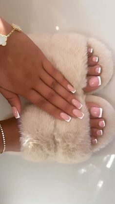 French Tip Pedicure Black Women, Manicure Pedicure Aesthetic, French Tip Nails And Toes Black Women, Manicure And Pedicure Aesthetic, French Nail Pedicure, French Mani And Pedi, Nail Astethic, French Nails And Toes, M Initial Nails