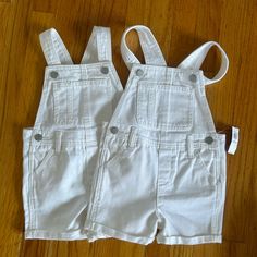 New White Overalls One Has Tags, One Does Not- Both Are Brand New, Never Worn Comes From Smoke Free Pet Free Home White Overalls, Kids Bottoms, Navy White, Baby Stuff, Navy And White, Old Navy, Overalls, Color White, Pet