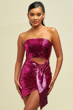 STYLED BY ALX COUTURE MIAMI BOUTIQUE  Fuchsia Cluster Sequin Mini Dress Sequence Dress, Sequin Mini, Sequin Mini Dress, Cute Jewelry, Summer Sale, Dress Fabric, Strapless Dress Formal, Sequin, Mini Dress