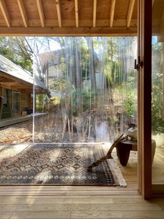 the inside of a house that is covered in clear plastic covering it's windows